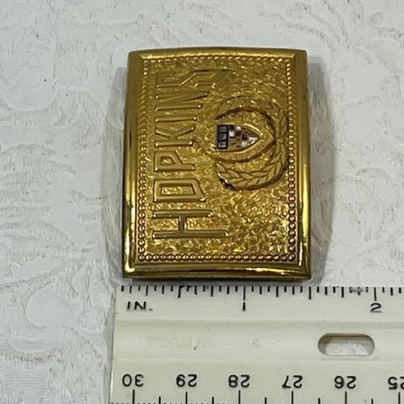 VTG The Johns Hopkins University 1950's Baltimore Brass Belt Buckle 2"x1.5" - Picture 3 of 7